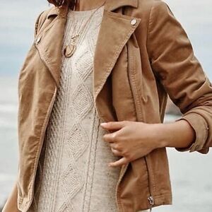 NWT J. Jill Tan Corduroy Moto Blazer Jacket - women’s medium